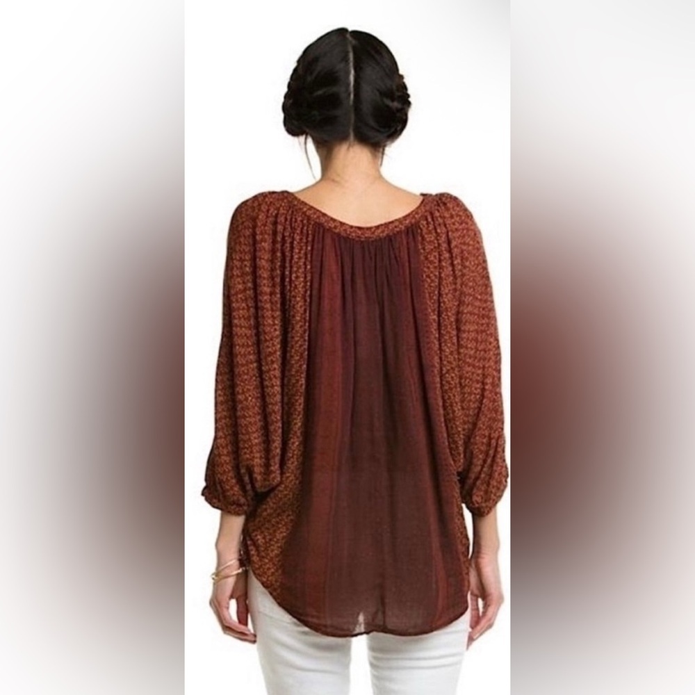 Free People Days of Romance Batwing Blouse in Burgundy - Size XS - Picture 2 of 5